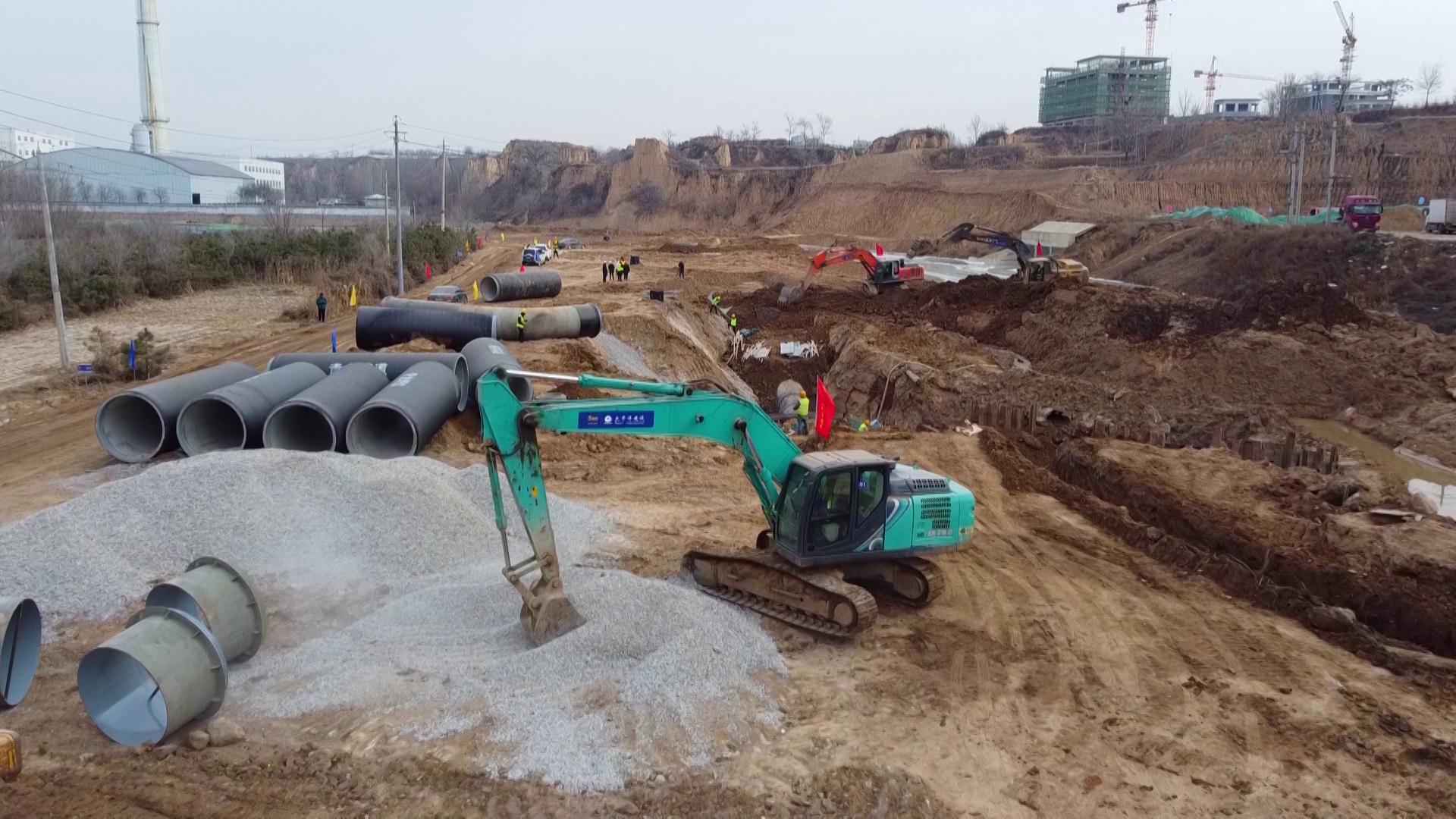 奥仁格管道引领太原热浸涂塑钢管销售，助力阳曲县中社河治理工程冲刺工期